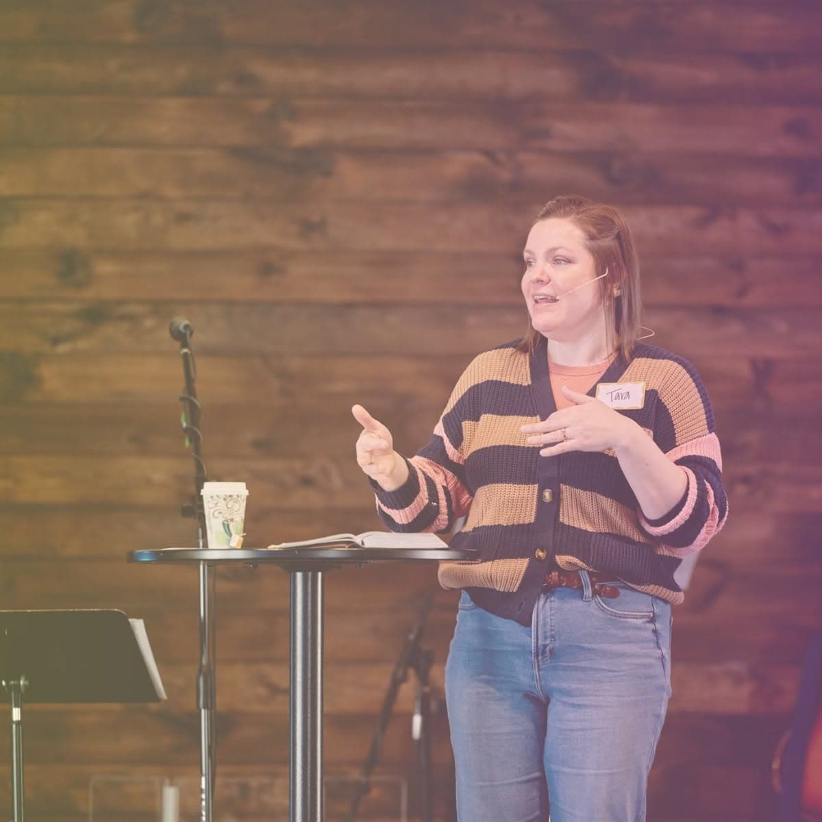 Pastor Tara teaching on a Sunday